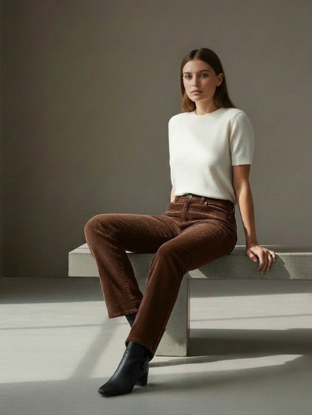NWT LRL RALPH LAUREN Chocolate Brown Corduroy Straight Leg Mid Rise Pants 6P